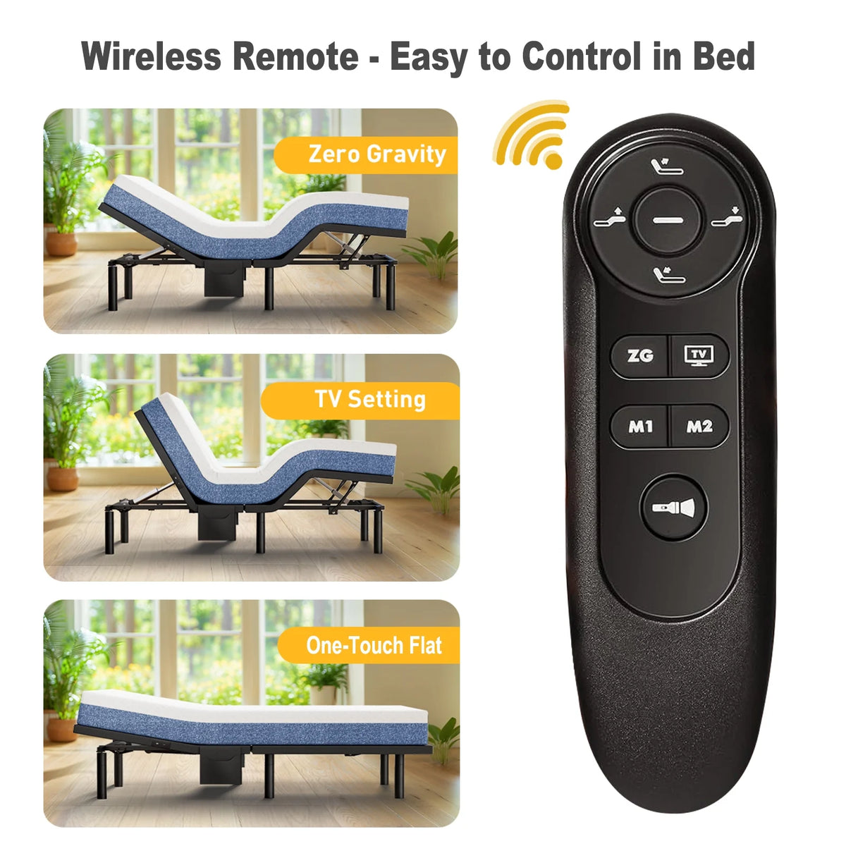 CHITOOMA Electric Adjustable Bed Frame Queen with Massage (4 Modes & 3 Intensities), Wireless Remote, Zero Gravity, 4 USB Ports, Under-Bed Nightlight, 3 Minutes Fast Assembly