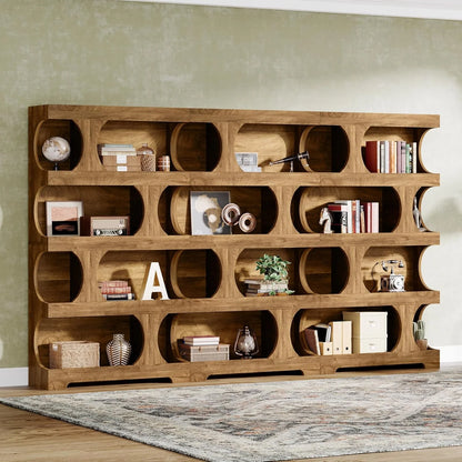 Tribesigns 71" Tall Bookcase, 4-Tier S-Shaped Bookshelf, Wood Decorative Storage Shelving, Modern Freestanding Display Shelves