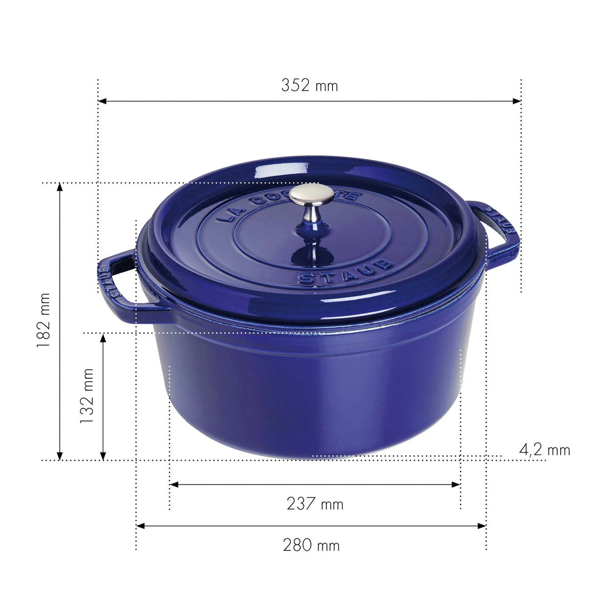 Staub Cast Iron 7-qt Round Cocotte - Grenadine