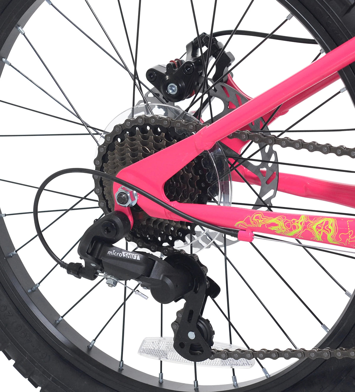 20" Ozark Trail Vibe Mountain Bike, 7 Speed, Fits Rider 3'11"-4'4", Pink, Child/Tween/Teen, Unisex