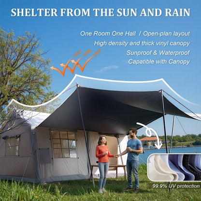 9.8' x 7' Inflatable Camping Tent,4 Season Blow up Tents for Camping, 4-6 Person Inflatable Tent with Stove Jack,Air Tents,Glamping Tent,Waterproof Luxury House with Mesh Window