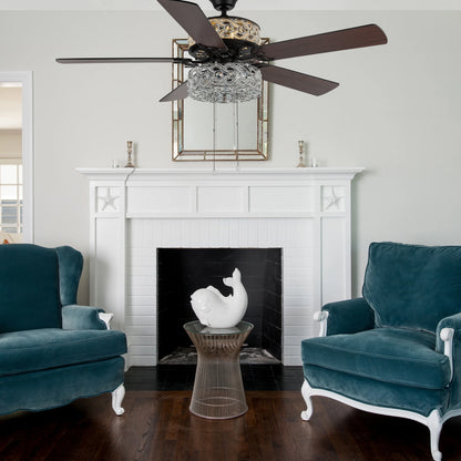 River of Goods 52" 5 Blade Luxe Enlaced Crystal LED Ceiling Fan with Light