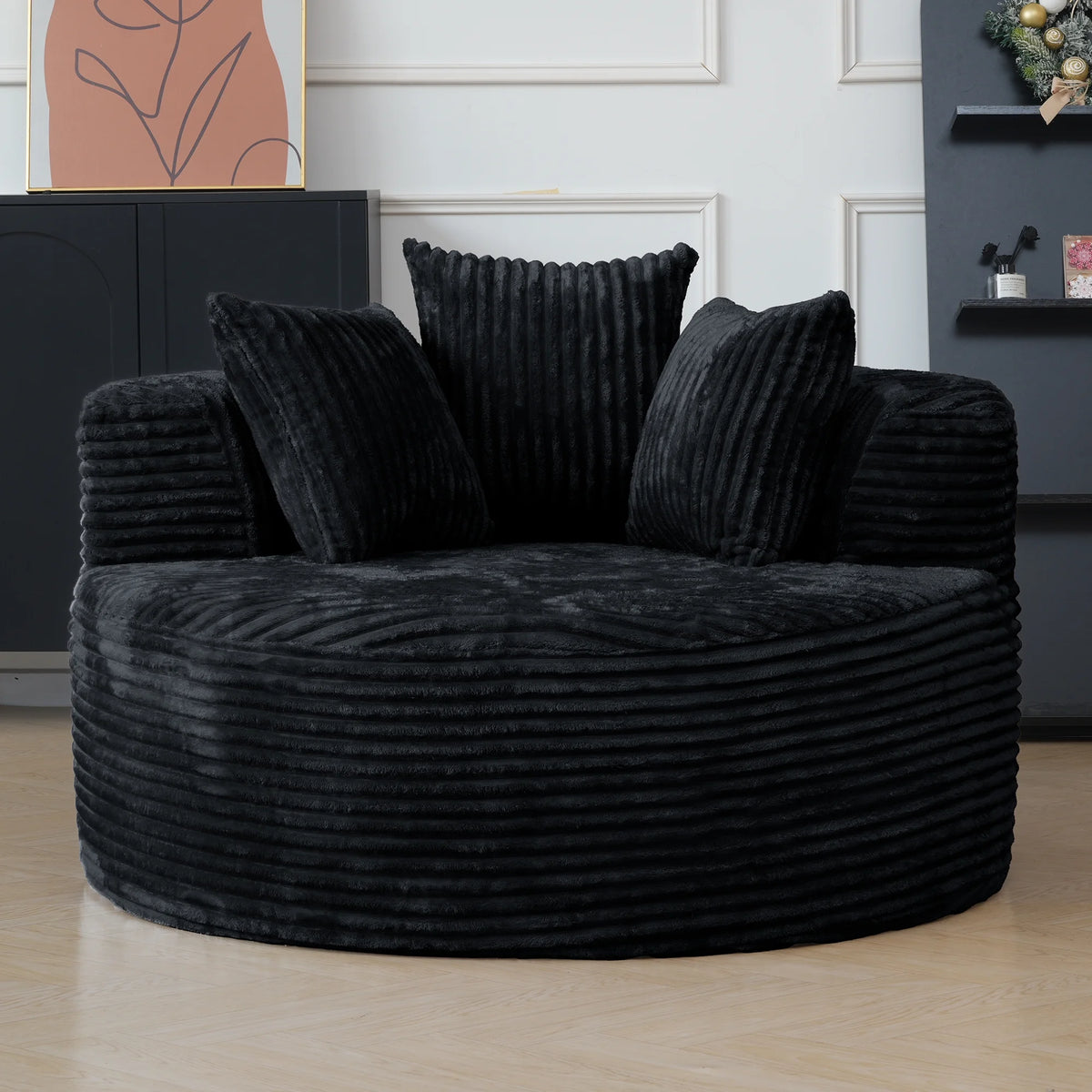 Sodrens Oversized Chaise Lounge Chair Indoor,Upholstered Sofa Bed with Throw Pillows and Armrests,Sleeper Chair for Living Room,Bedroom,Brown,Corduroy