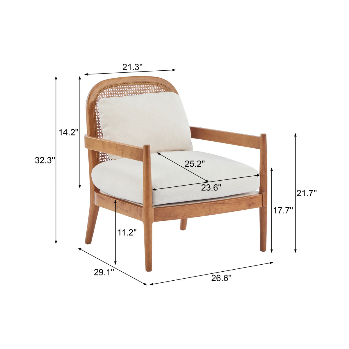 Christopher Knight Home Mid-Century Modern Accent Chairs, Wood Frame with Rattan Backrest, Grayish Green, Set of 2