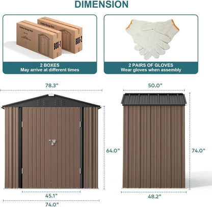 Lofka 6 x 4ft Shed and Outdoor Storage , Durable Metal Garden Shed  with Lockable Door, Weather-Resistant Steel Tool Shed for Backyard, Patio, Grey