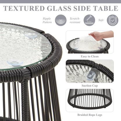 Bezseller 3-Piece Outdoor Wicker Furniture Set, Patio Conversation Set, Gray