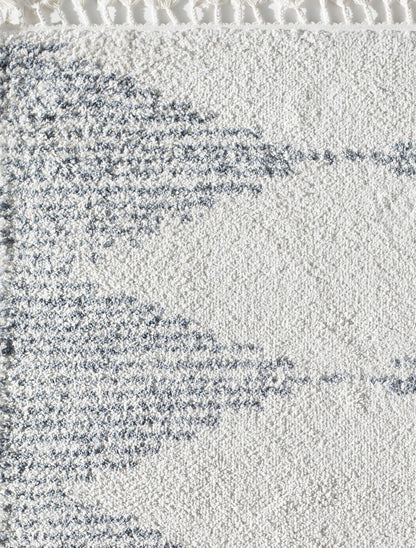 Rugs America Moon Collection MS30A Moroccan Tribal Heath White Area Rug, 8'0"x10'0"