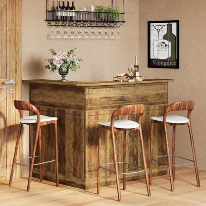 Tribesigns Bar Cabinet, L-Shaped Home Bar Table with Stemware Racks