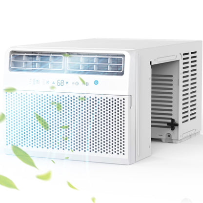 Crzoe Window Air Conditioner 10,000 BTU, Window AC Unit Cooling Room 450sq.ft, Dehumidifier Mode and 3 Fan Speed, 24H Timer, Saddle Mount, Quiet Operation, White