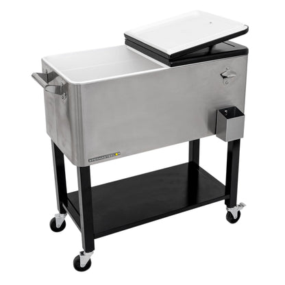 Permasteel 80-Qt Outdoor Steel Patio Cooler with Removable Basin, Rolling Cooler with Wheels, Teal Green