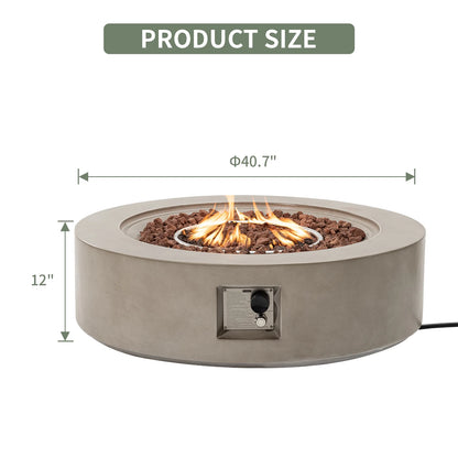 COSIEST Outdoor Round Terrazzo Concrete White firepit Table