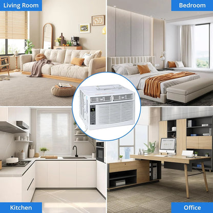GAOMON 6000 BTU Window Air Conditioner, Cools Up to 350 Sq. Ft, Window AC Unit with Remote, 3 fan speeds, Sleep mode, Auto Restart, 24H Timer Window Air Conditioner, 115V/60Hz, White