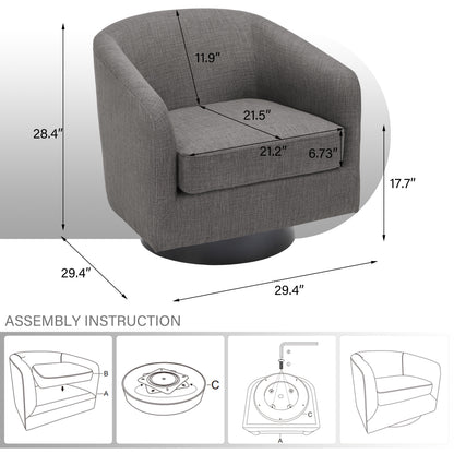 DREAMSIDEA Swivel Barrel Accent Chair for Living Room, Modern Upholstered Round Club Armchair-Cream