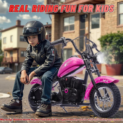 Electric Dirt Bike for Kids, 24V Motor Kids Dirt Bike, Cuoote 250W Ride On Motorcycle up to 15 mph, 150 lb Max Weight, Twist Throttle, Power Display, Rear Suspension, Hand Brake