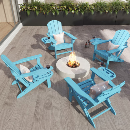 FOOWIN HDPE Plastic Adirondack Chairs Set of 4, Black