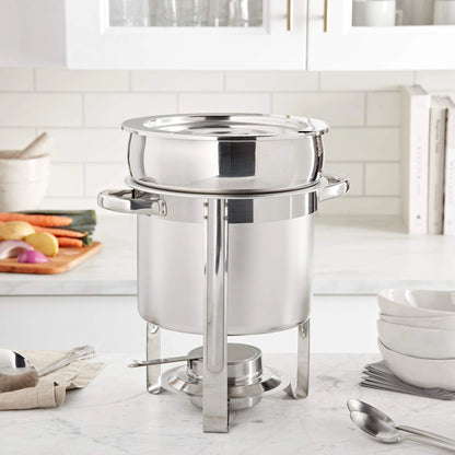 Winware by Winco Brazier With Cover, Stainless Steel 20 Quart