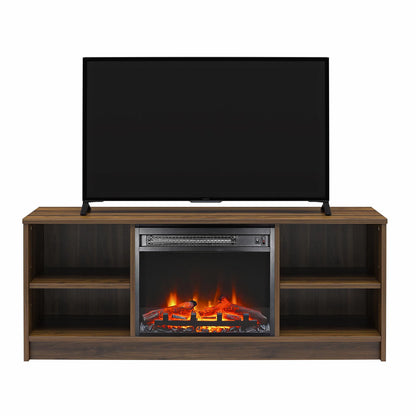 Mainstays Fireplace TV Stand, for TVs up to 55", Black Oak