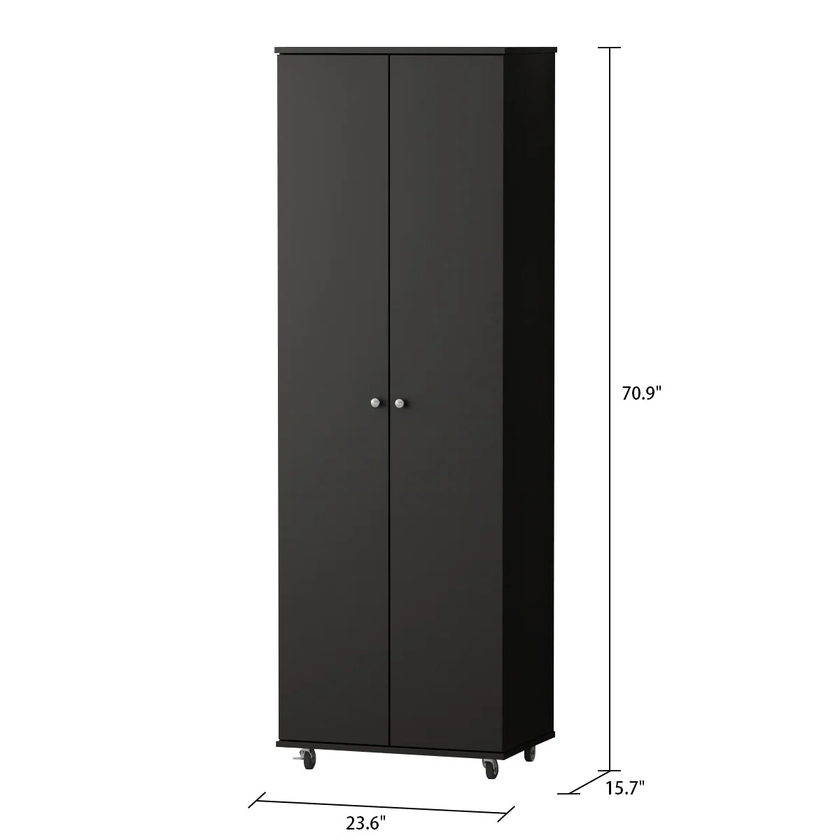 KULAGAGA 2-Door Tall Shoes Storage Cabinet with Wheels, Modern 8-Tier Wood Shoe Rack Storage Organizer for Entryway Hallway Blcak
