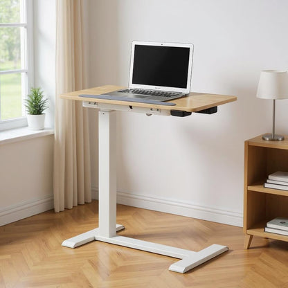 Homy Casa Adjustable Height Lap Desk, Mobile Work Table for Bedside or Sofa, White