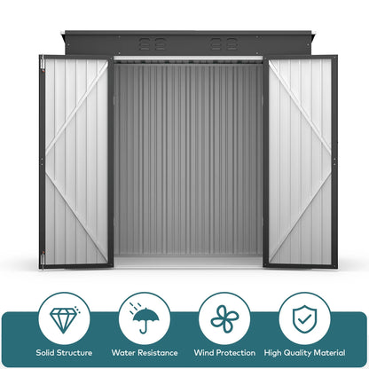 5'x3' Outdoor Storage Shed, Lofka Metal Storage Tool Shed with Single Lockable Door, for Bike| Garden Tools| Patio, Grey