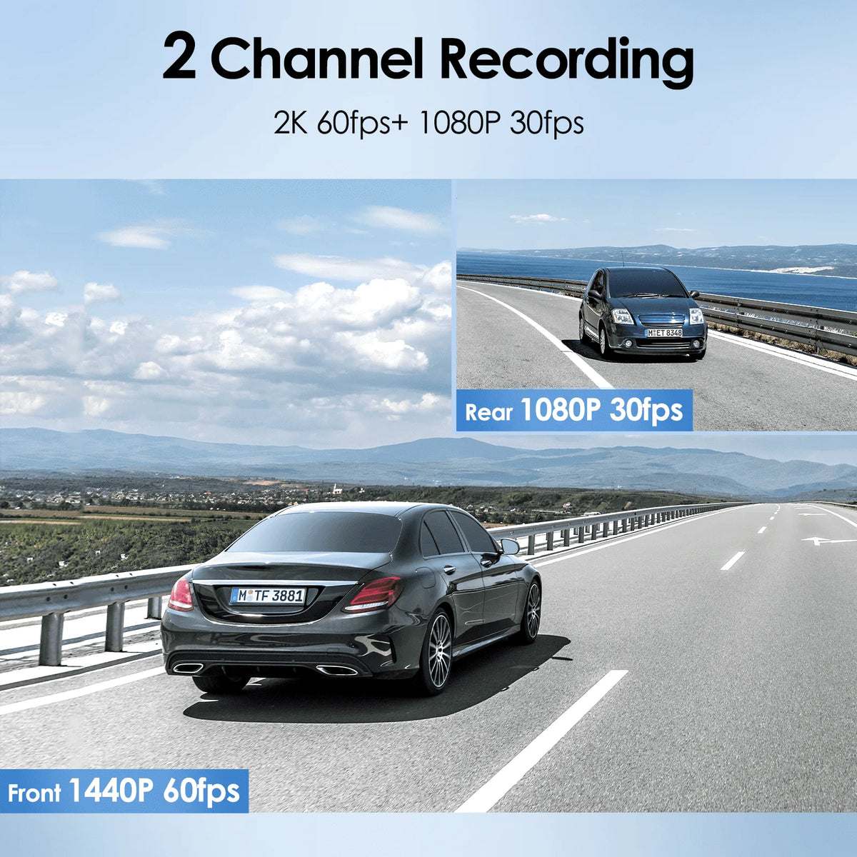 VIOFO Dual Dash Cam, 2K 1440P 60fps+1080P 30fps Front and Rear Dash Camera with Wi-Fi GPS, Parking Mode(A129 Plus Duo)