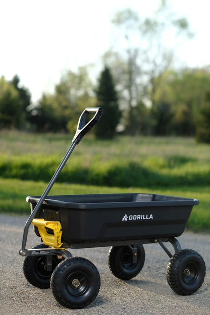 Gorilla Carts 4 Cu. ft. Poly Garden Dump Cart, 600 lbs. Capacity, 35 in. x 22 in. Bed, 10 in. Tires