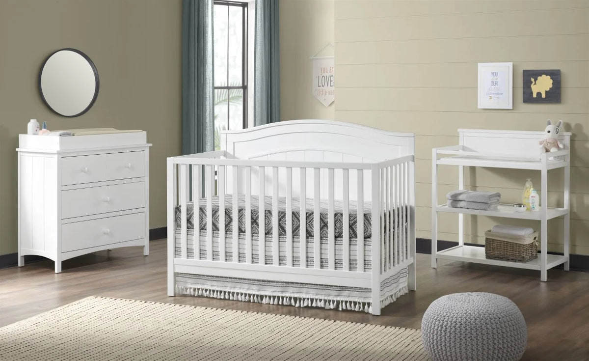 Oxford Baby North Bay 4-in-1 Convertible Crib, Snow White, GREENGUARD Gold Certified, Wooden Crib