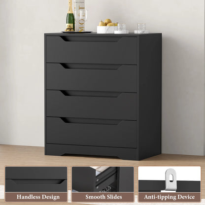 Homfa 4 Large Drawers Dresser, Modern Wood Chest of Drawers for Bedroom Hallway Living Room, White