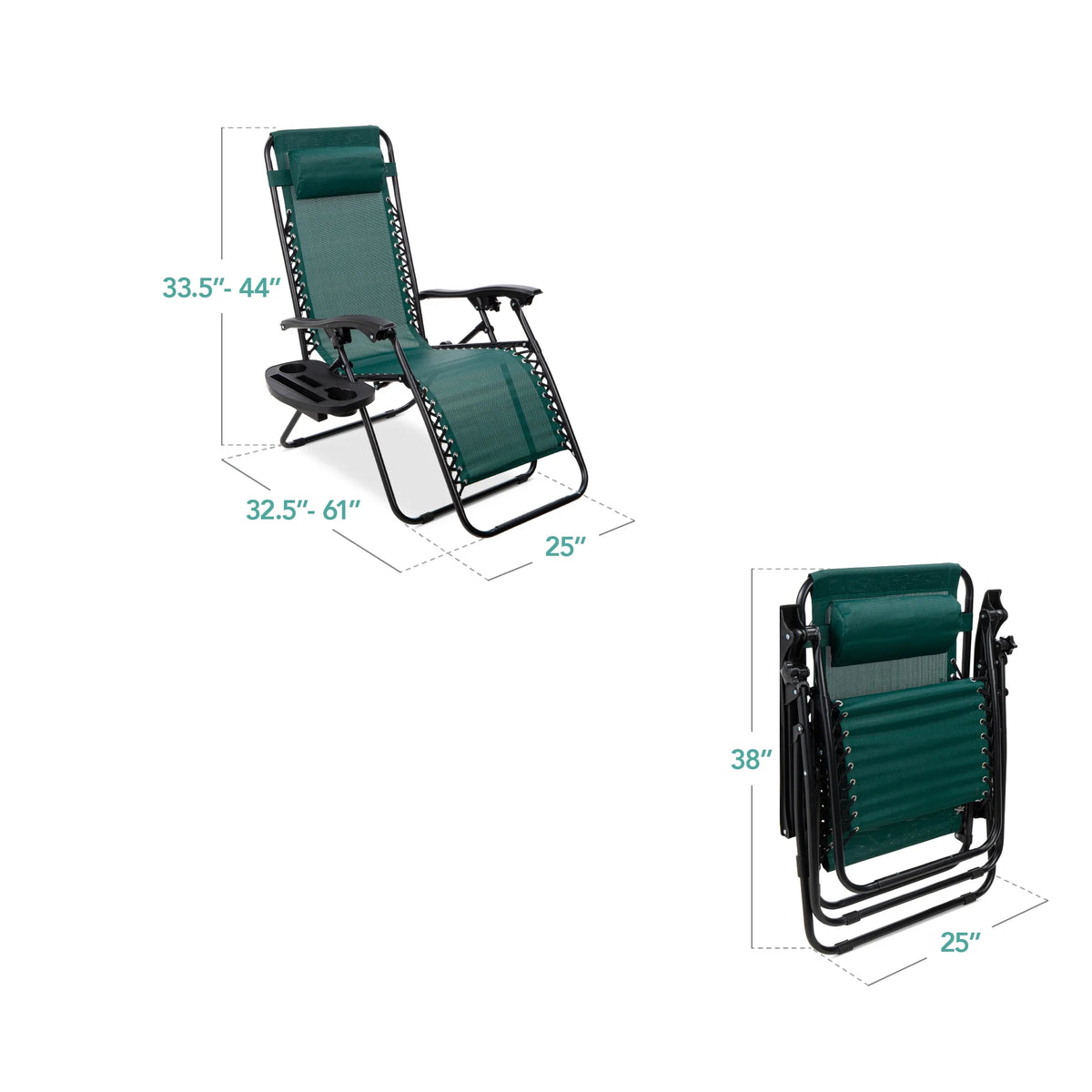 Best Choice Products Set of 2 Zero Gravity Lounge Chair Recliners for Patio, Pool w/ Cup Holder Tray - Gray
