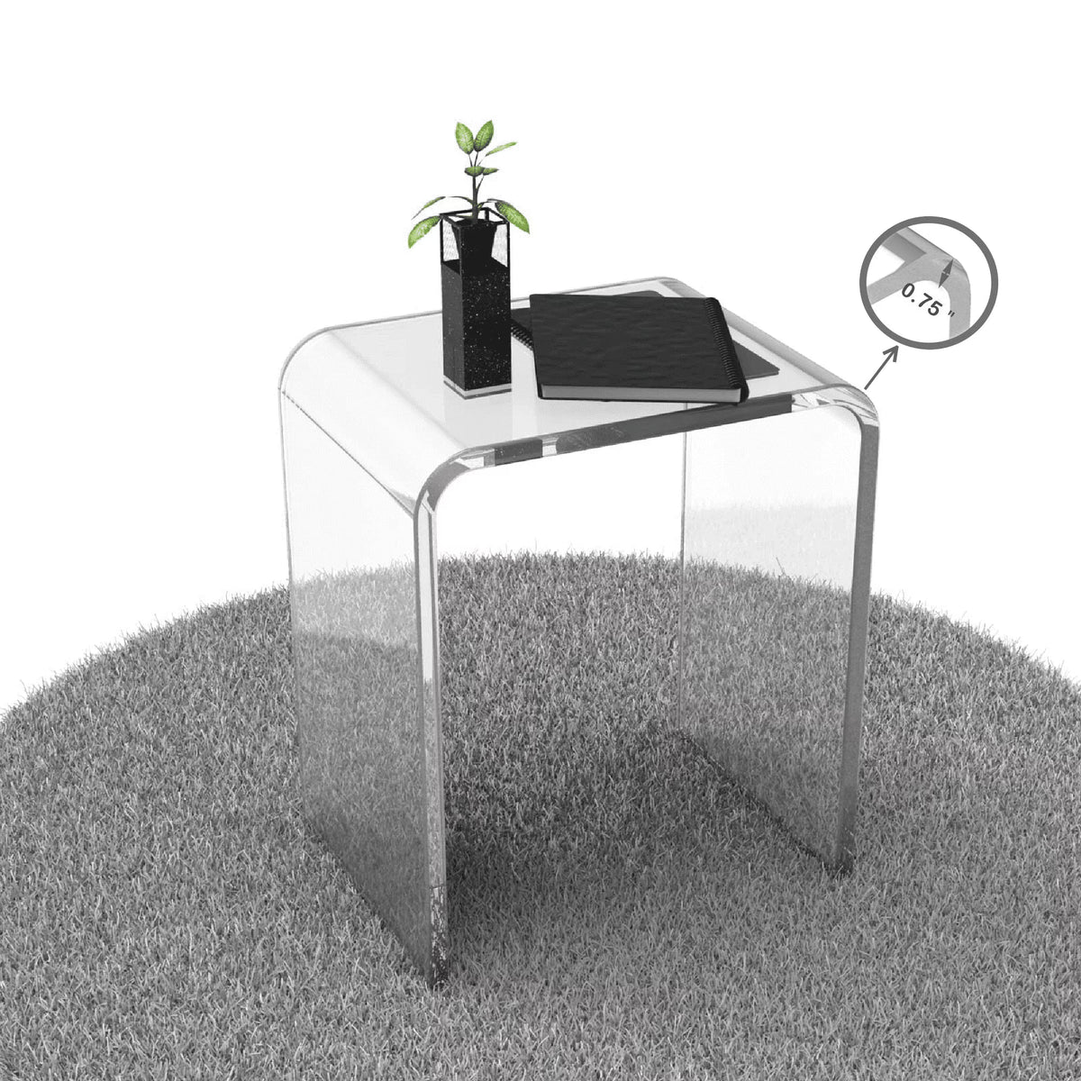 Ageszoe Coffee Table with Storage Shelf ,Acrylic Modern Clear End Table,Kid's Table for Livingroom, 32"L x 16"W x 16"H"