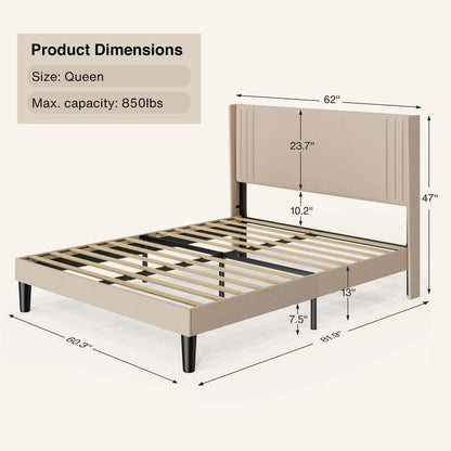 Aiho 4 Pieces Bedroom Furniture Set, Includes Queen Bed Frame, Nightstands Set of 2, Double Wide 6-Drawer Dresser - White