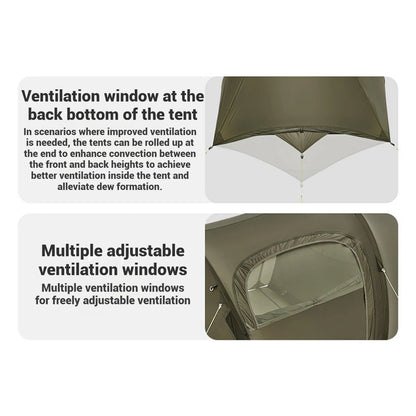 Naturehike, Ultralight Hiking Tent, Tear-resistant Tunnel Tent, Waterproof Camping Tent, Windproof Tent with Hall, 15D Lightweight Silicone-coated Nylon Fabrics,Large size for 2/3 Person.
