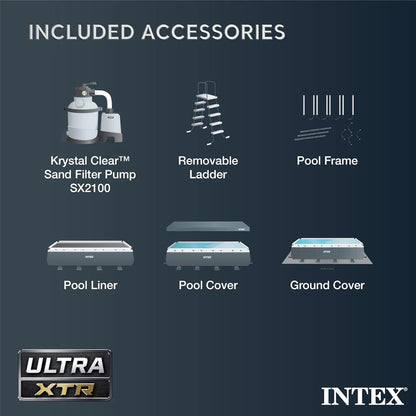 Intex 18Ft x 52In Ultra XTR Rectangular Frame Swimming Pool Kit with Canopy