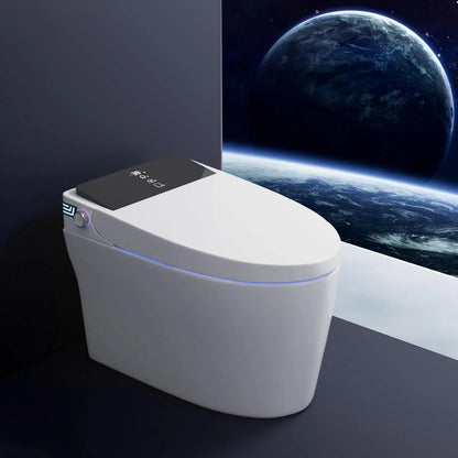 LALAHOO Smart Toilet with Bidet Built in, Auto Open & Close, Elongated Heated seat, Foot Sensor Flush, LED Display, Warm Water Wash, Dryer, Night Light, Black
