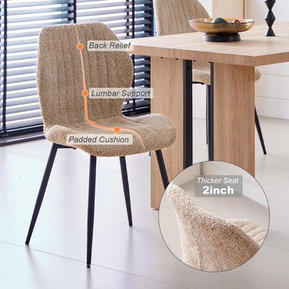 5pcs Rectangle Dining Table Chairs Set for 4, 63" Farmhouse Wood Kitchen Table with 4 Upholstered Mid Century Modern Boucle Chairs for Dinner, Living Dining Room, Apartment, Beige