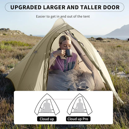 Naturehike 2 Person Tent Lightweight Backpacking Tent with Footprint - Free Standing Ultralight Camping Hiking Backpack Tents, 7.22×5.25ft, Sand