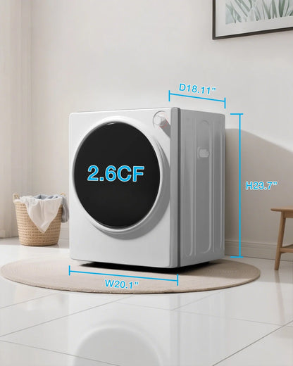 TABU Washer and Dryer Set, 17.6LBS Full Automatic Washing Machine & 8.8LBS Portable Dryer (Gray&White)