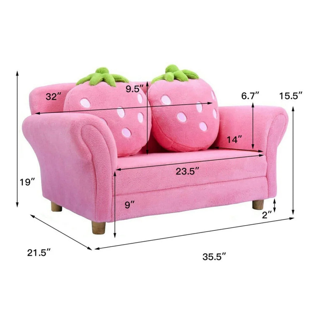 Spaco BL/PI Kids Strawberry Armrest Chair Sofa-Pink, Kids Couch for Kids