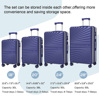 Joyway 6-Piece Hardside Luggage Set with Spinner Wheels and TSA Lock, Lightweight Carry-On Luggage Set for School, Travel, Weekend (Black)