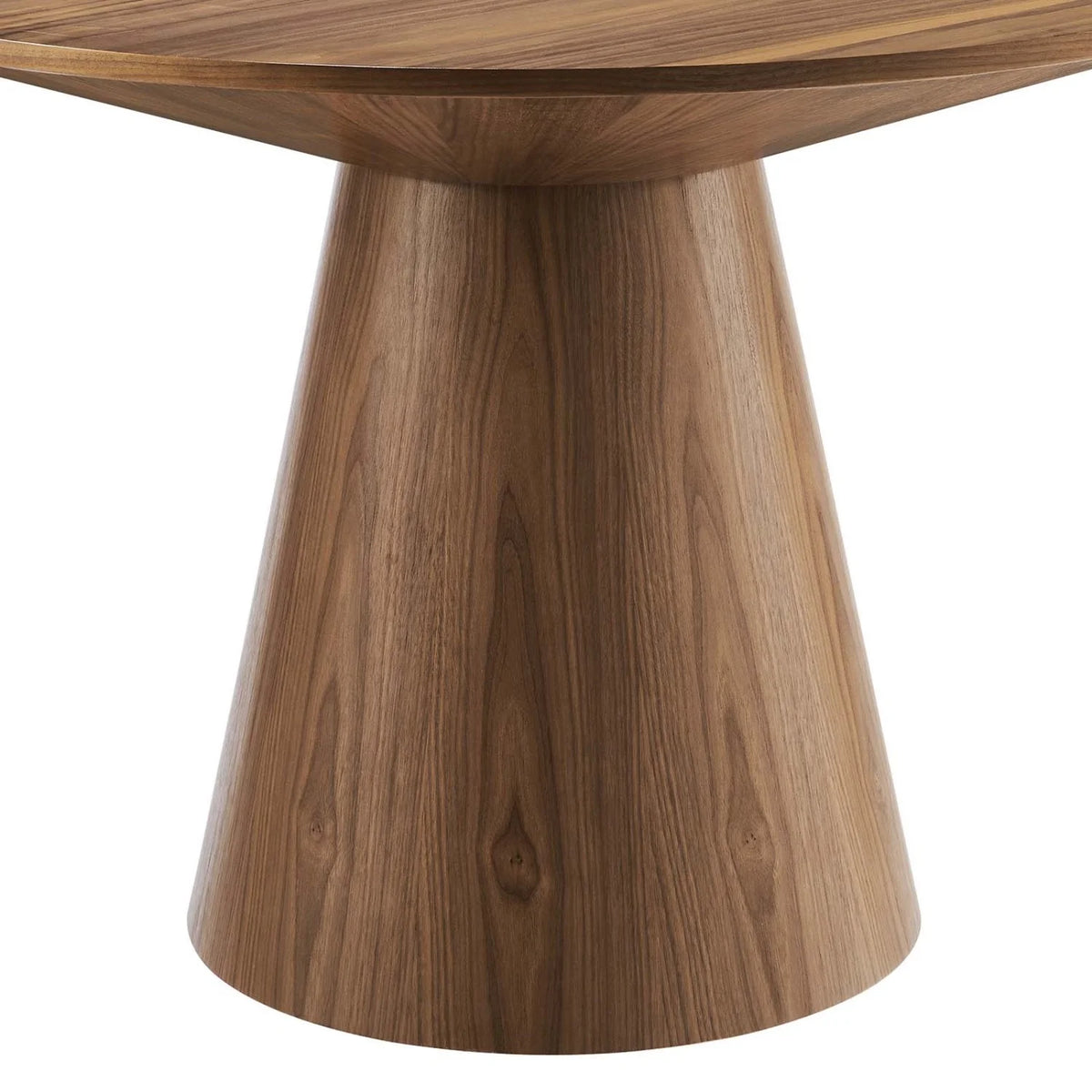 47 Inch Dining Table, Walnut, Wood, Round, Kitchen Cafe Bistro Hospitality Restaurant, Modern Contemporary HB34409