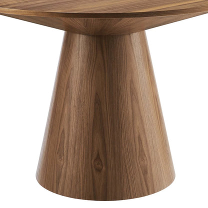 47 Inch Dining Table, Walnut, Wood, Round, Kitchen Cafe Bistro Hospitality Restaurant, Modern Contemporary HB34409