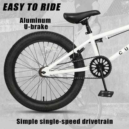 cubsala 20 in Freestyle BMX Kids Bike for Age 6-14 Years Old Boys Girls , Black & Green