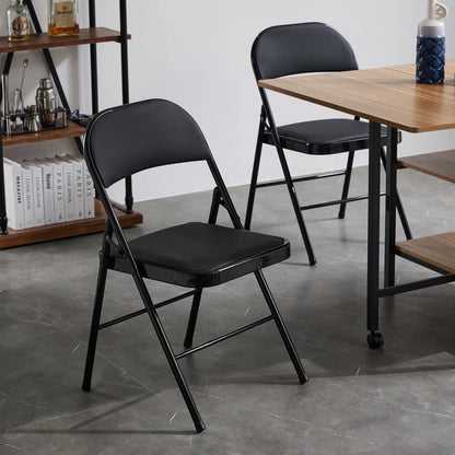 4 Pack Folding Chairs, Cushioned Padded Seat, Wedding Chairs with Metal Frame for Home, Office, Party Use, Light  Brown