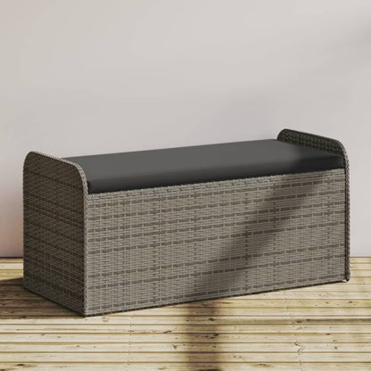 vidaXL Storage Bench with Cushion Outdoor Garden Seat Furniture Poly Rattan