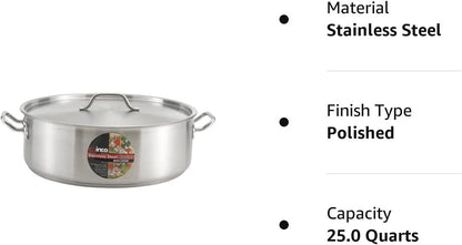 Winware by Winco Brazier With Cover, Stainless Steel 20 Quart