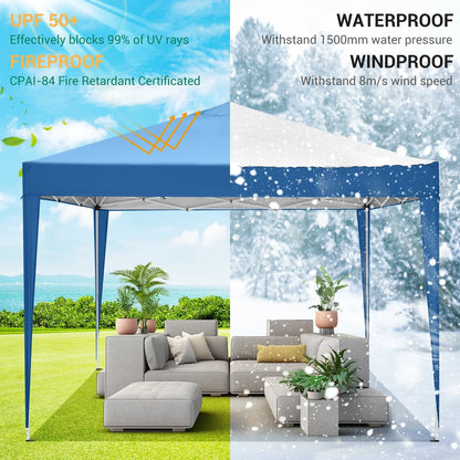 SANOPY 10x10 FT Pop Up Canopy Tent Anti-UV Waterproof Outdoor Instant Party Wedding Backyard Canopy Tent Shade Shelter for Beach Party Commercial Booth Gazebo, Blue