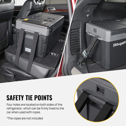 BougeRV Portable Car Refrigerator CRPRO 21 Qt, 12 Volt Fridge Compressor Freezer with -8℉~50℉ Cooling Range, 12V/24 DC & 110-240 AC for RV Truck Vehicle Boat Outdoor & Home Use Black
