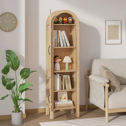Fiogmub Tall Arched Storage Display Cabinet, Arched Pantry Cabinet with Doors, Acrylic Glass Doors