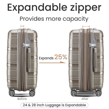 Luggage 4 Piece Sets(14/20/24/28), Hard Shell Lightweight TSA Lock Carry on Expandable Suitcase with Spinner Wheels