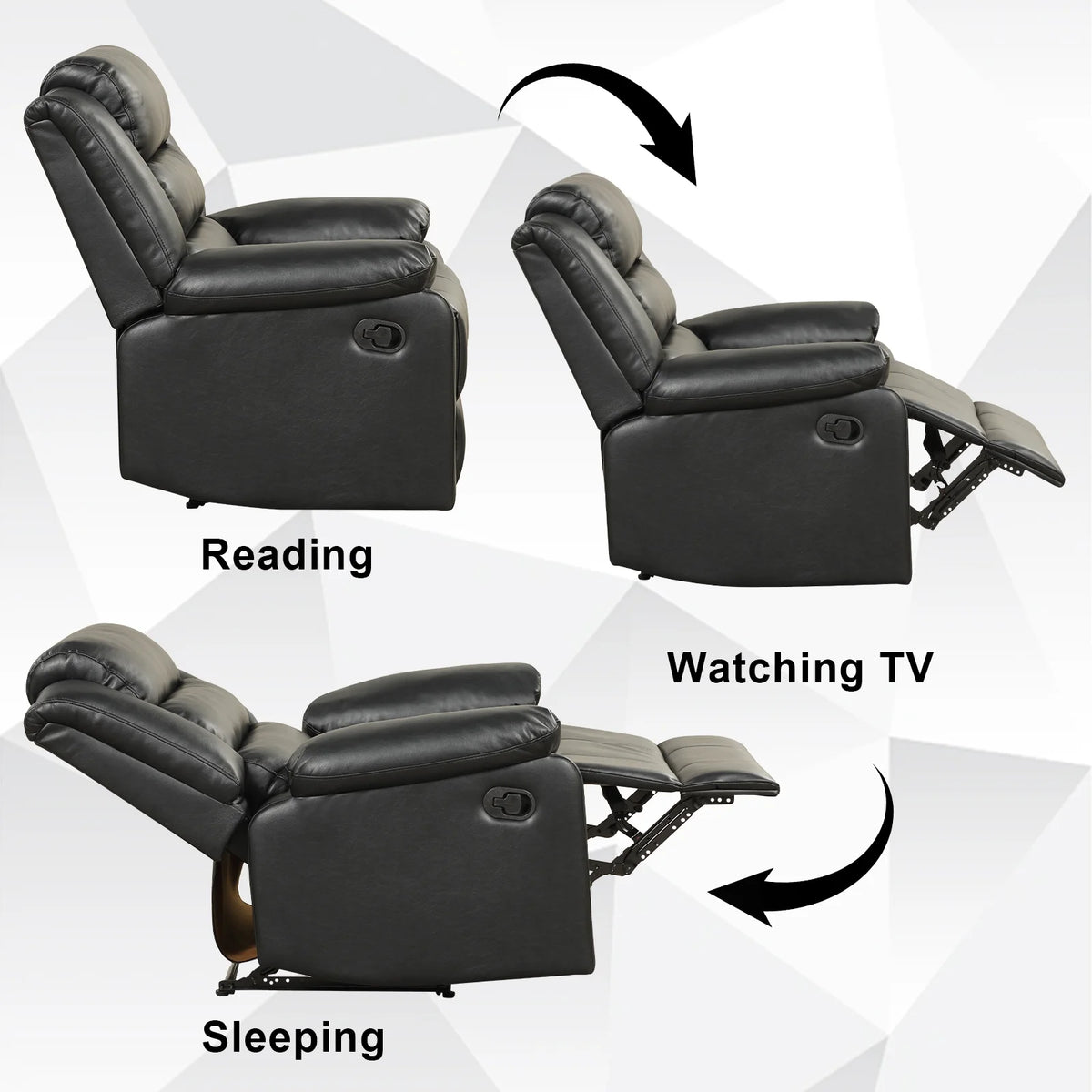 Bonzy Home Recliner Chairs for Living Room Overstuffed Breathable Fabric Reclining Chair Manual Sofa Brown